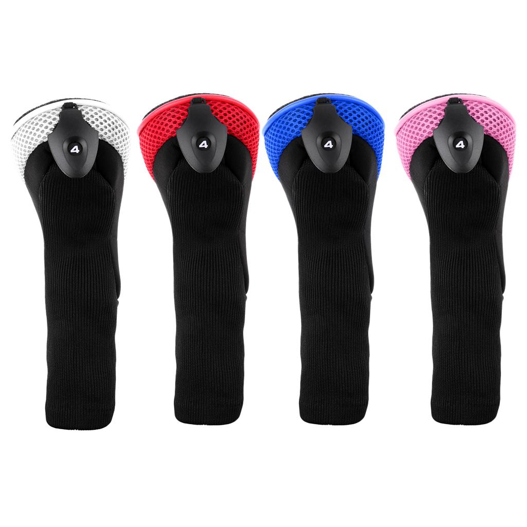 4Pcs Long Neck Golf Club Rescue Headcovers Golf Hybrid UT Headcover