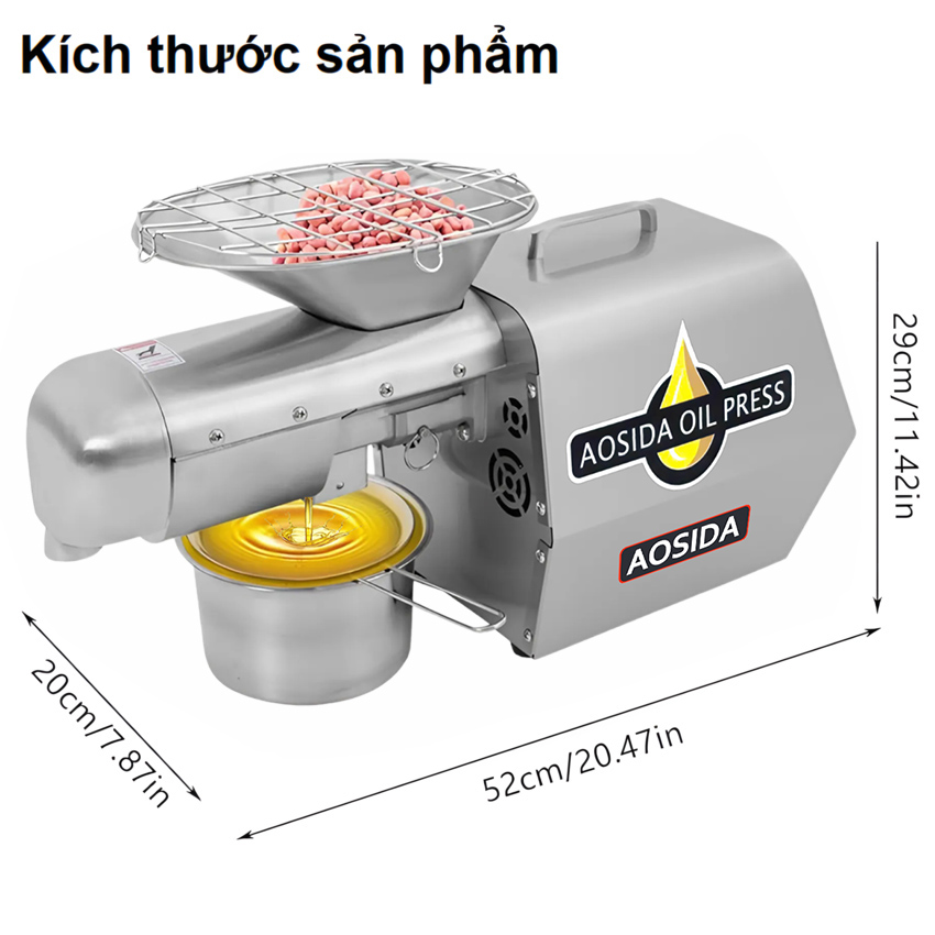 Máy ép dầu thực vật Nóng và Lạnh Thương hiệu Anh Quốc AOSIDA cao cấp WF-J168, Công Suất Cực Lớn 1800W - Bảo Hành 12 Tháng (Hàng Nhập Khẩu)