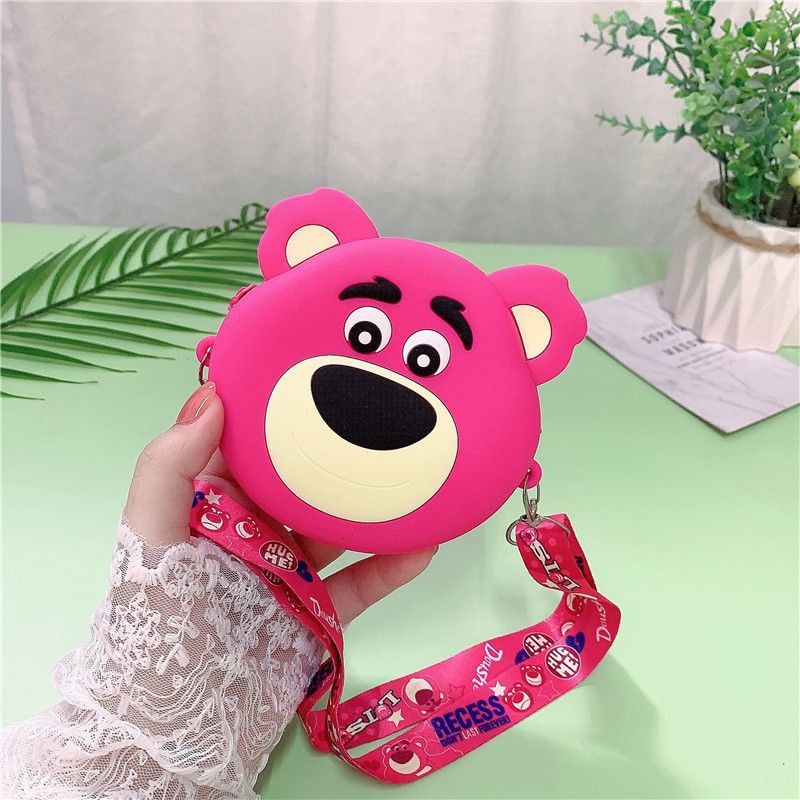 Túi Đeo Chéo Silicon Hình Gấu Hồng Lotso Dễ Thương