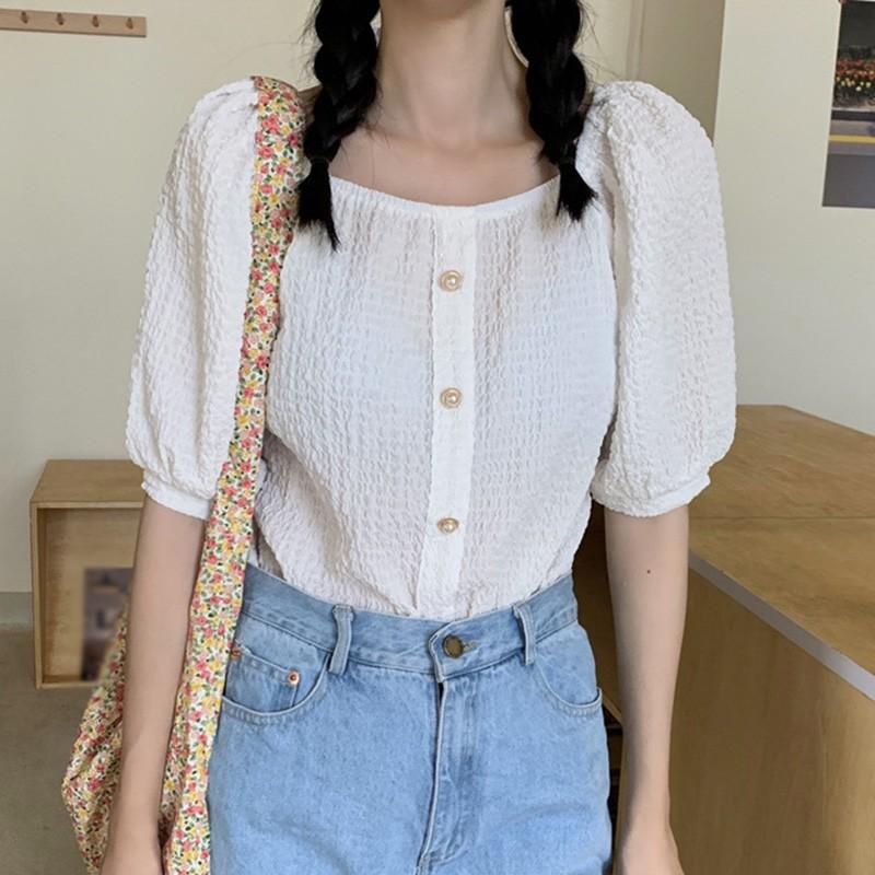 Áo Thun Nữ Tay Ngắn Màu Trơn Phong Cách Hàn Quốc