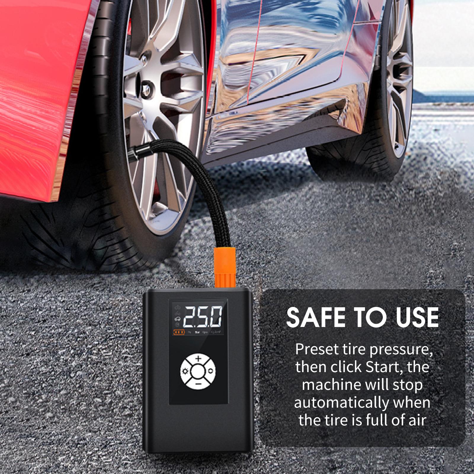 Máy Bơm Hơi Mini Không Dây 120Ps Với Đèn Led Pin Có Thể Sạc Lại 4000Mah