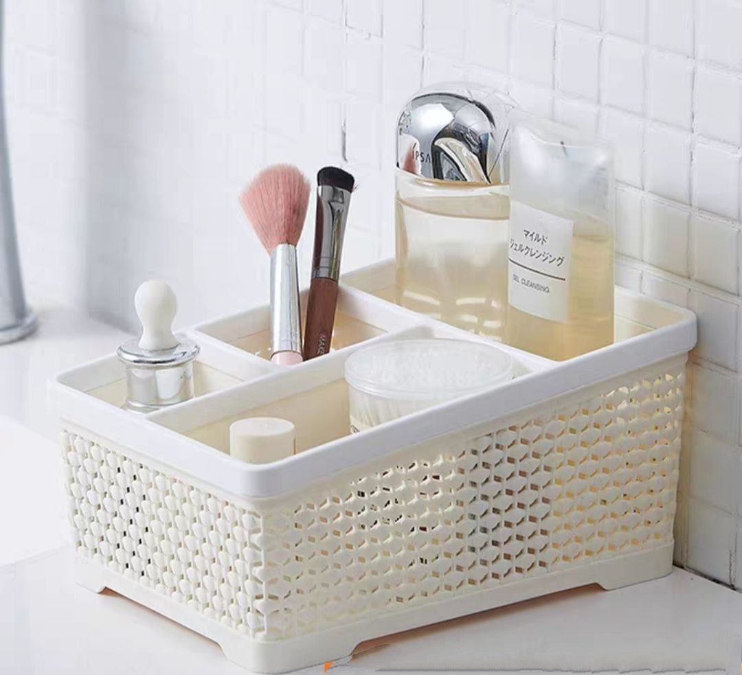 Khay Tiện Ích Đa Năng Để Bàn 4 Ngăn Đựng Mỹ Phẩm Điều Khiển Đồ Dùng Cá Nhân Văn Phòng Kiểu Dáng Hàn Quốc