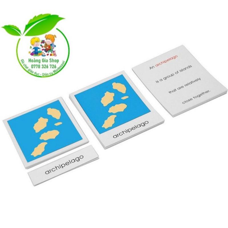 Thẻ học 3 phần các hình thái địa lý tạo từ đất và nước (Land and Water Form Cards)