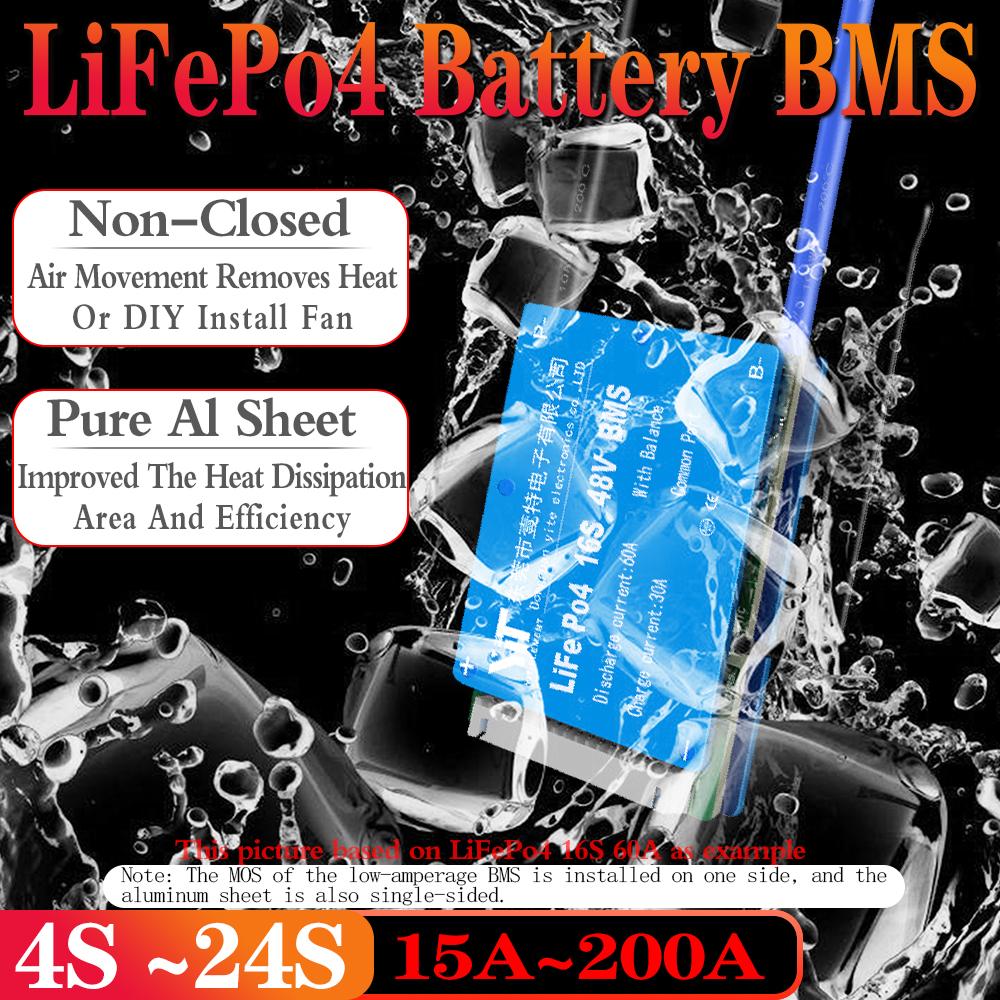 Bảng mạch cân bằng pin lithium LiFePo4 BMS 3.2V Cell 4S 12V 8S 24V 12S 36V 15S 16S 48V 19S 20S 60V 23S 24S 72V 20A 60A 100A 150A Hiện tại: LiFePo4 4S 12V