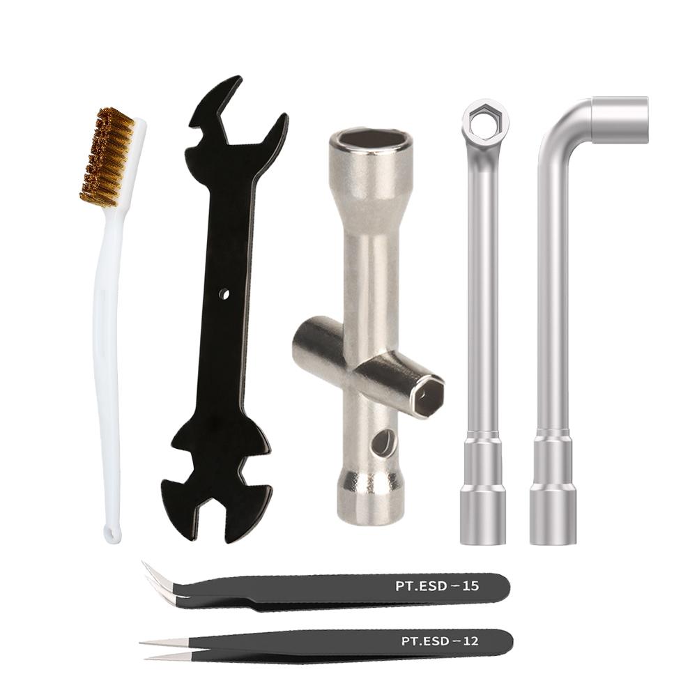 3D Máy In MK8 MK10 Bộ Cờ Lê Chéo Ổ Cắm Cờ Lê để Vệ Sinh Đầu Phun Bằng Đồng Bàn Chải Dụng Cụ Nhíp L Cờ Lê Cho Ender 3 5 CR-10