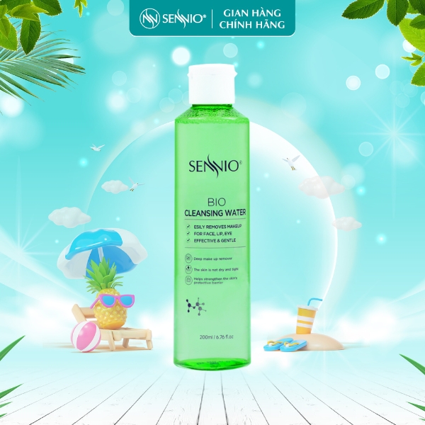 Nước tẩy trang không cồn Sennio Cleansing Water làm sạch sâu phù hợp với mọi làm da 200ml SNO 836