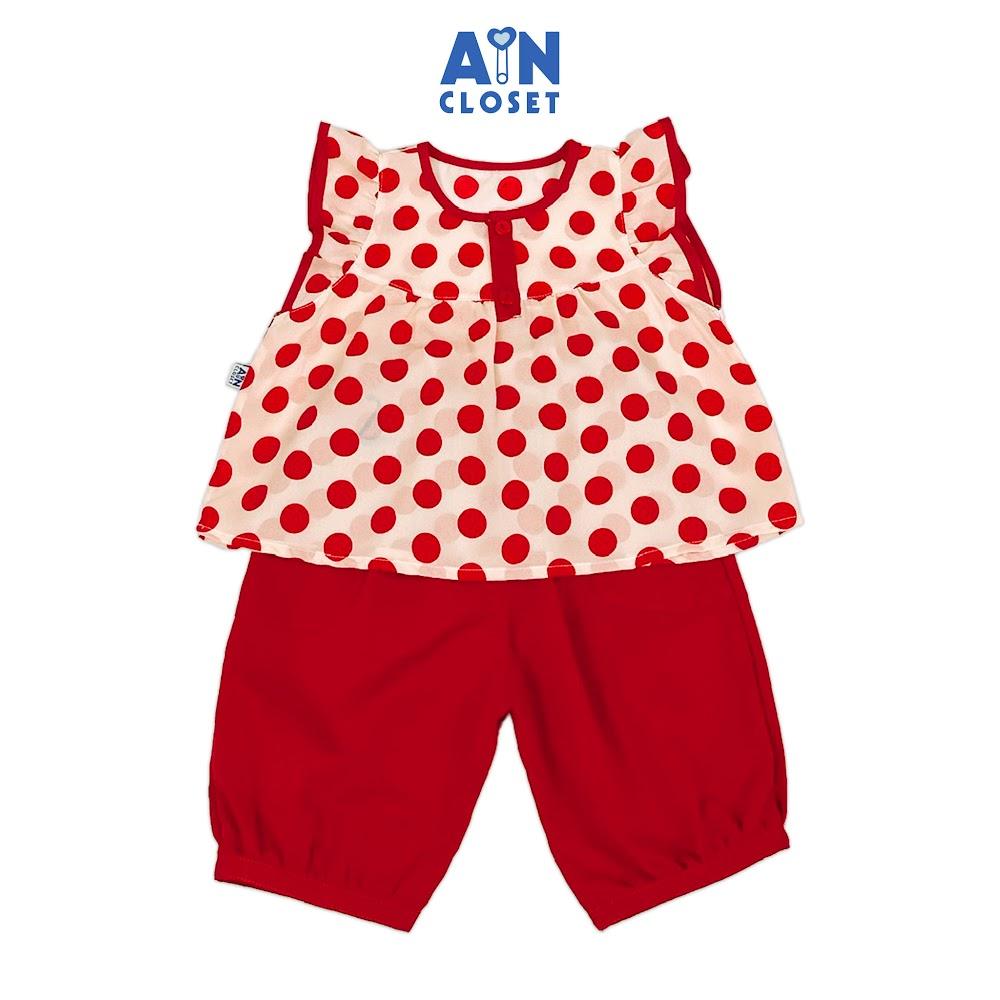 Bộ quần áo Lửng bé gái họa tiết Bi Đỏ Lụa trượt - AICDBGK7H70Q - AIN Closet