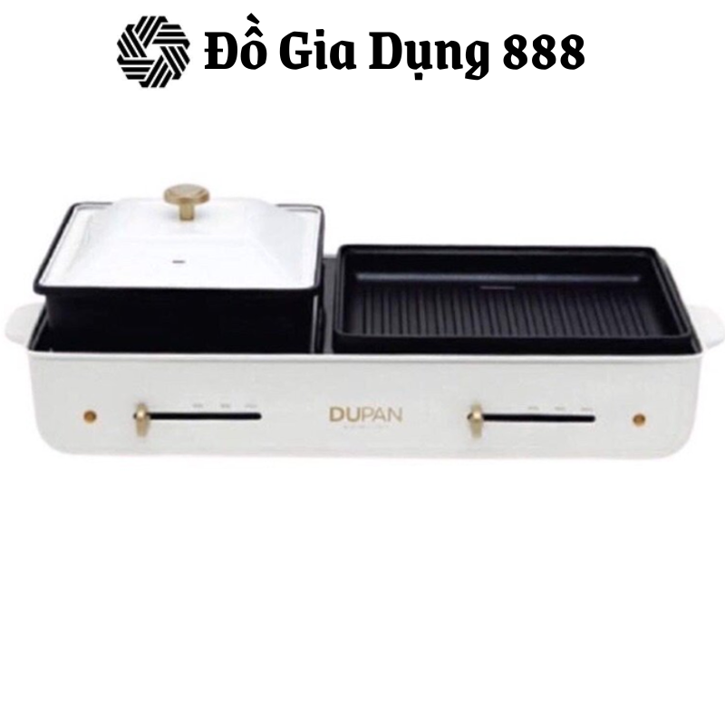 Bếp Lẩu Nướng Điện Đa Năng 2in1 Dupan Nhập Hàn, Nồi Lẩu Nướng 2 Ngăn Chống Dính, Công Suất 2000W, BH 12 Tháng
