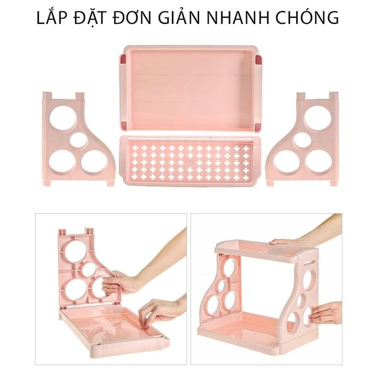 Kệ đựng gia vị nhà bếp, Kệ để đồ thông minh 2 tầng đa năng tiết kiệm không gian MKS045