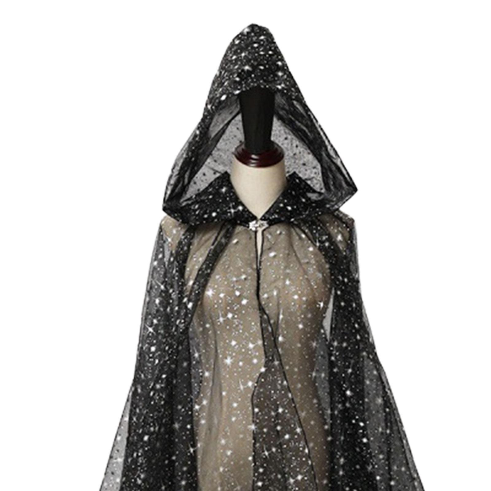 Hooded Cloak for Women Bridal Hooded Cloak Shiny Washable for Adults Soft Durable Costume Wedding Cape Tulle Cape