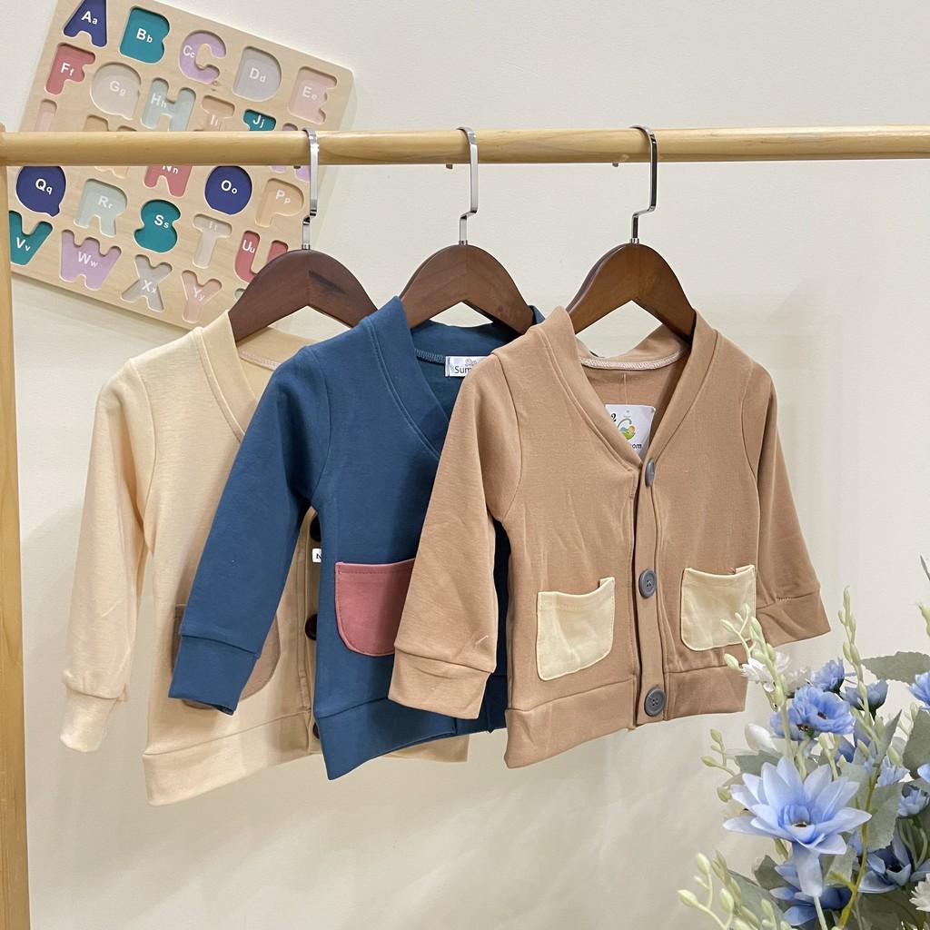 Áo khoác Cotton len mỏng nhẹ cho bé, áo khoác Cardigan cho bé trai và bé gái từ 6-19kg