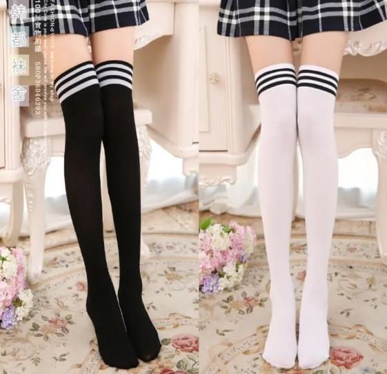 Tất, vớ mỏng cao qua đầu gối, tất nữ sinh, tất đùi học sinh nữ, phong cách, cá tính Cotton Women Cherry