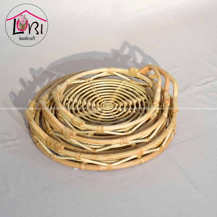 Khay mây tròn đựng đồ - bộ 3 - sang trọng, tinh tế