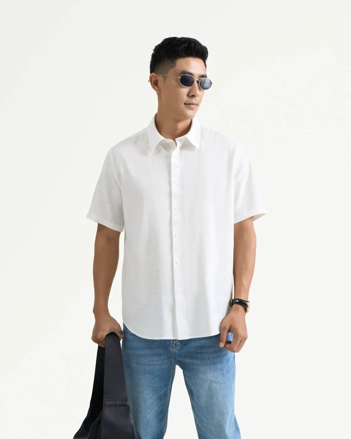 Áo sơ mi tay ngắn nam vải Linen. Regular - RT 10F24SHS034 | ROUTINE CÀ MAU