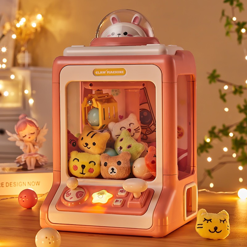 Máy Gắp Thú Mini Rabbit Claw Machine Kích Thước Lớn Kèm 10 Thú Bông,10 Bóng.Có Nhạc,Đèn lung linh - Quà tặng phát triển kỹ năng cho bé