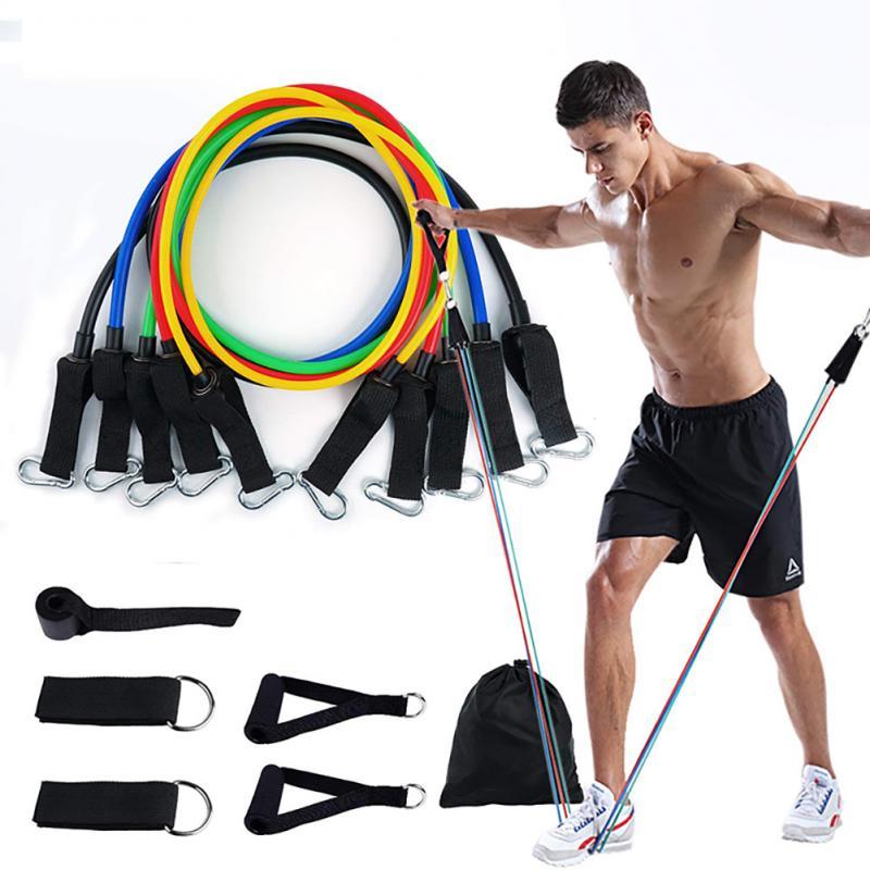 11 Cái/bộ TPE Chống Ban Nhạc 150 Lbs Tập Yoga Thể Dục Tập Thể Dục Kéo Dây Thun Tập Gym Mở Rộng Sức Mạnh Cơ Bắp Trang Thiết Bị Tập Luyện