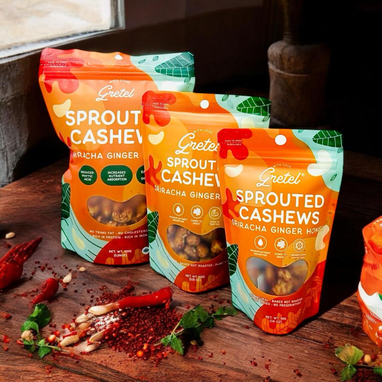 Hạt Điều Nảy Mầm - Snack tốt cho sức khỏe- Ngon hơn bổ dưỡng hơn - Vị Siracha Gừng Mật Ong