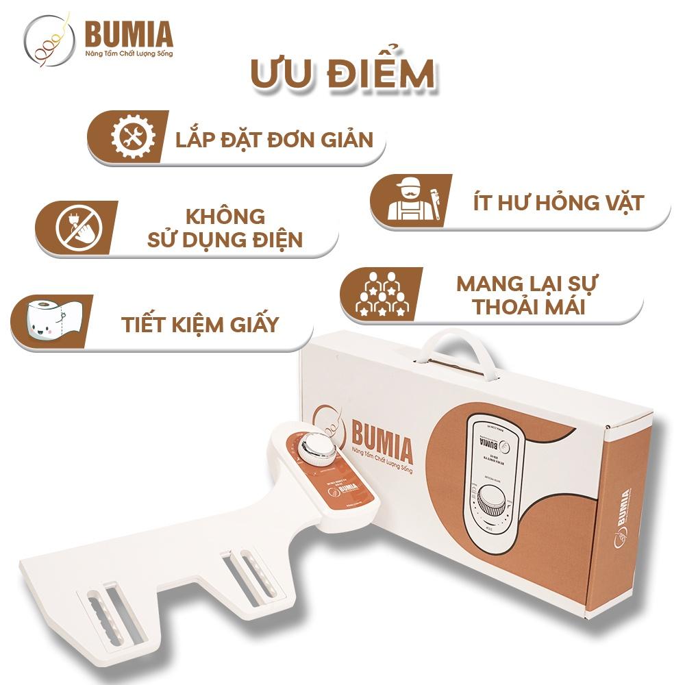 Vòi xịt vệ sinh thông minh gắn bồn cầu Bumia bidet bm02, bảo hành 36 tháng, lắp đặt vào các loại bồn cầu có sẵn tại nhà