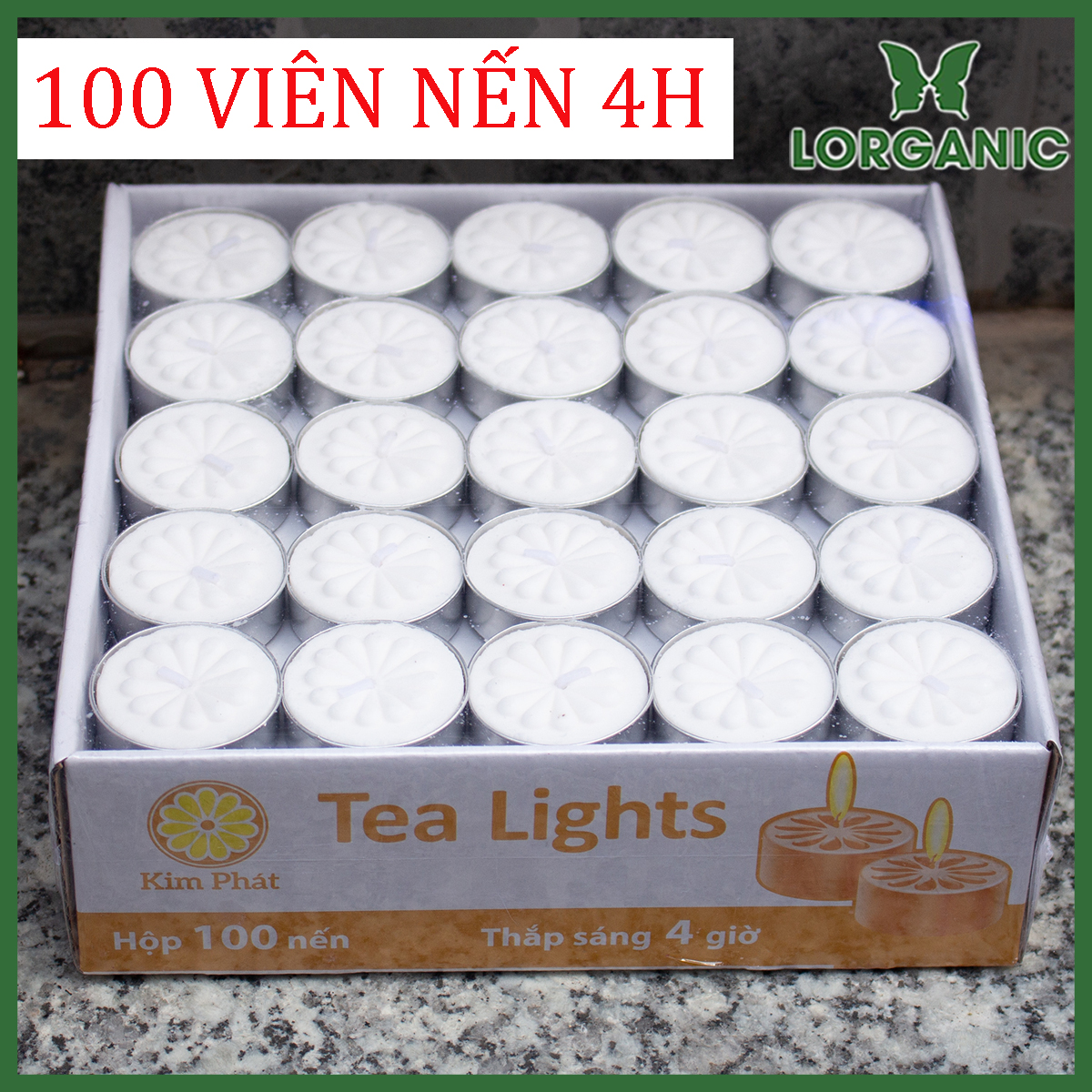 100 Viên Nến Tealight Sáp Cọ 4 giờ Lorganic An Toàn Sức Khỏe/ Dùng kết hợp đèn xông và tinh dầu/ Khử mùi và đuổi côn trùng hiệu quả.