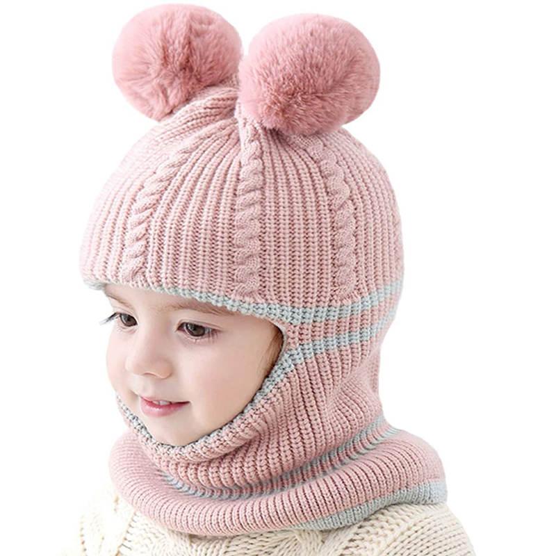 Warmom Trẻ Em Mùa Đông Nón Cho Bé Đan Nón Cho Bé Gái Bé Trai Mùa Đông Nón Dày Khăn Earflap Hood Khăn Choàng Đầu Lâu Mũ Lưỡi Trai trẻ Em 1-4Y
