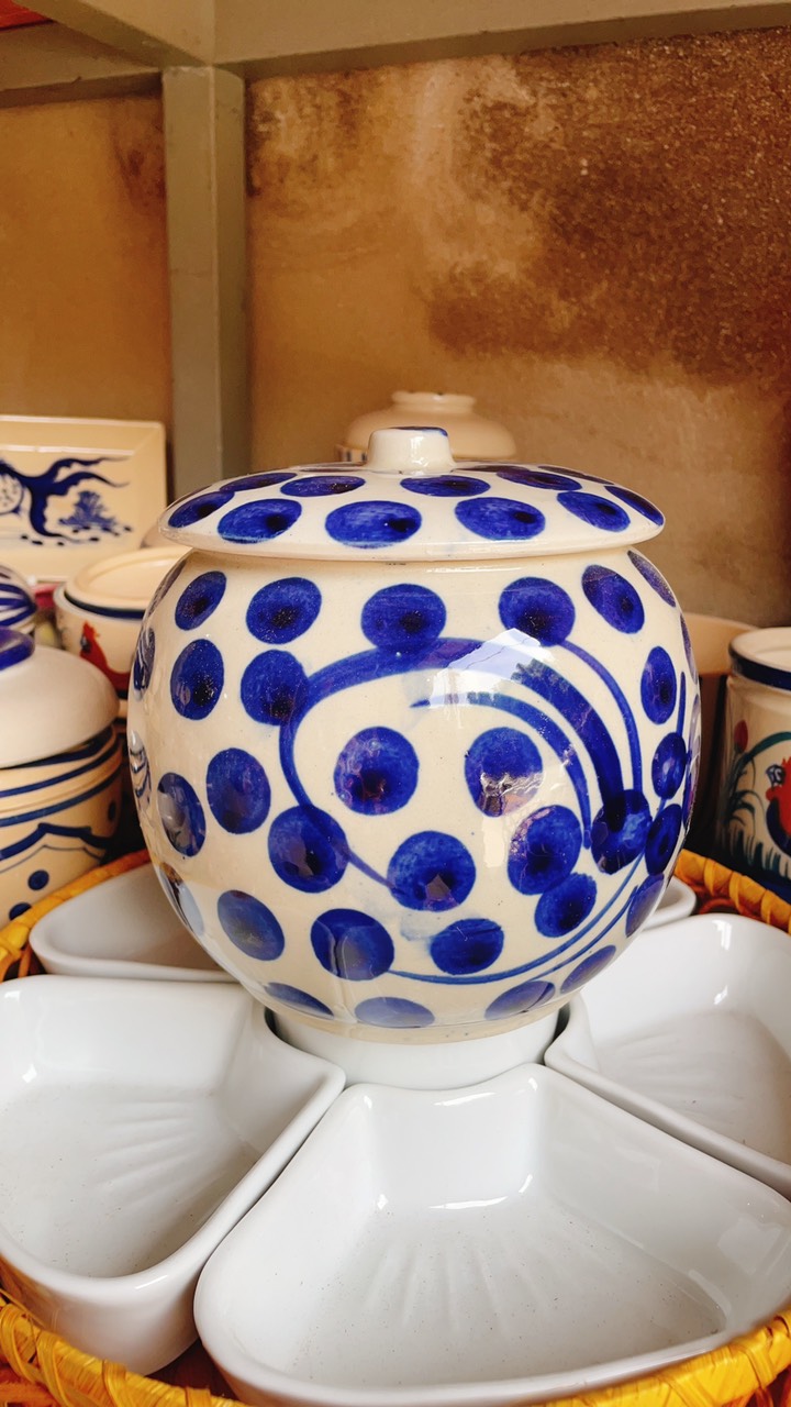 Thố Sứ Chấm Bi Xanh Truyền Thống Cổ Xưa Nhiều Size - Gà Tiềm Gà/Yến Chưng Không Chất Tạo Bóng - Gốm Xưa Nam Bộ