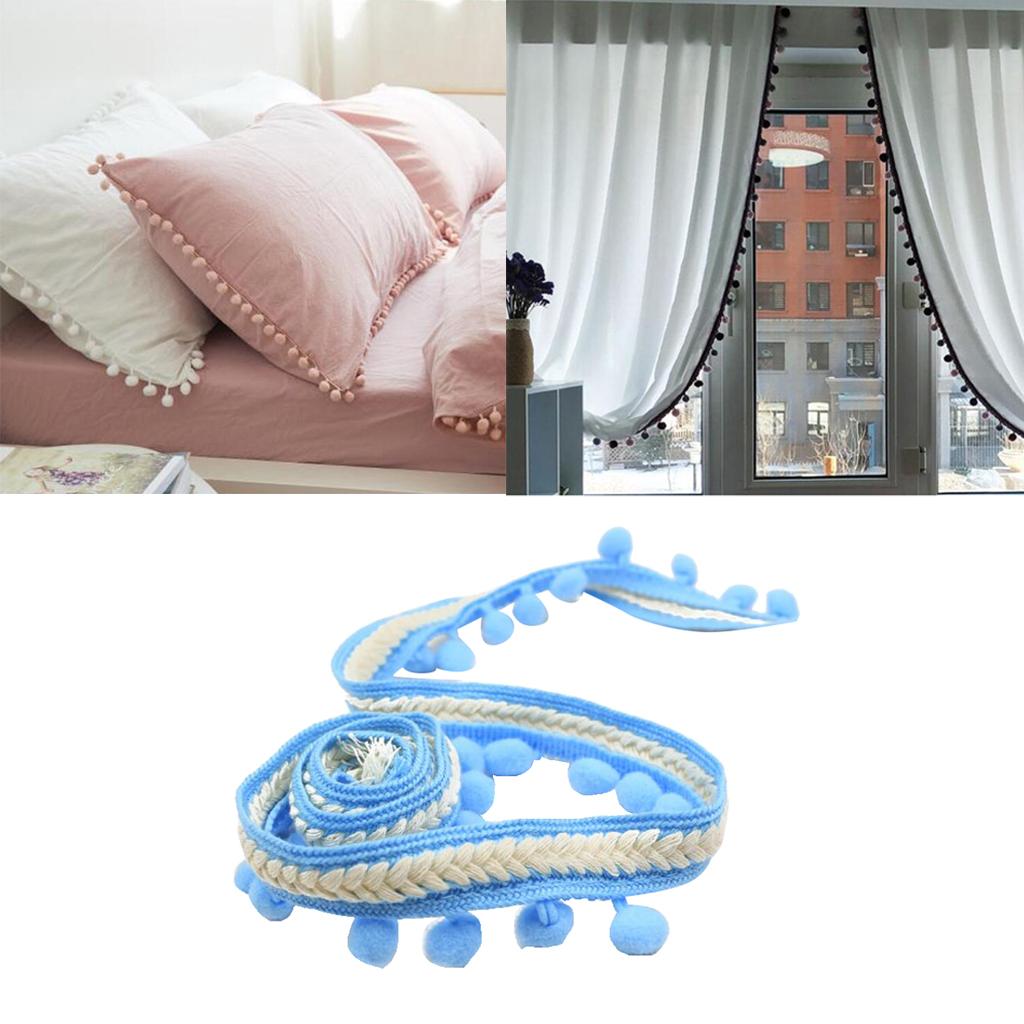 2x 5 Yd Curtain Trim Ribbon Pom Pom Tassel Fringe Sewing Decor