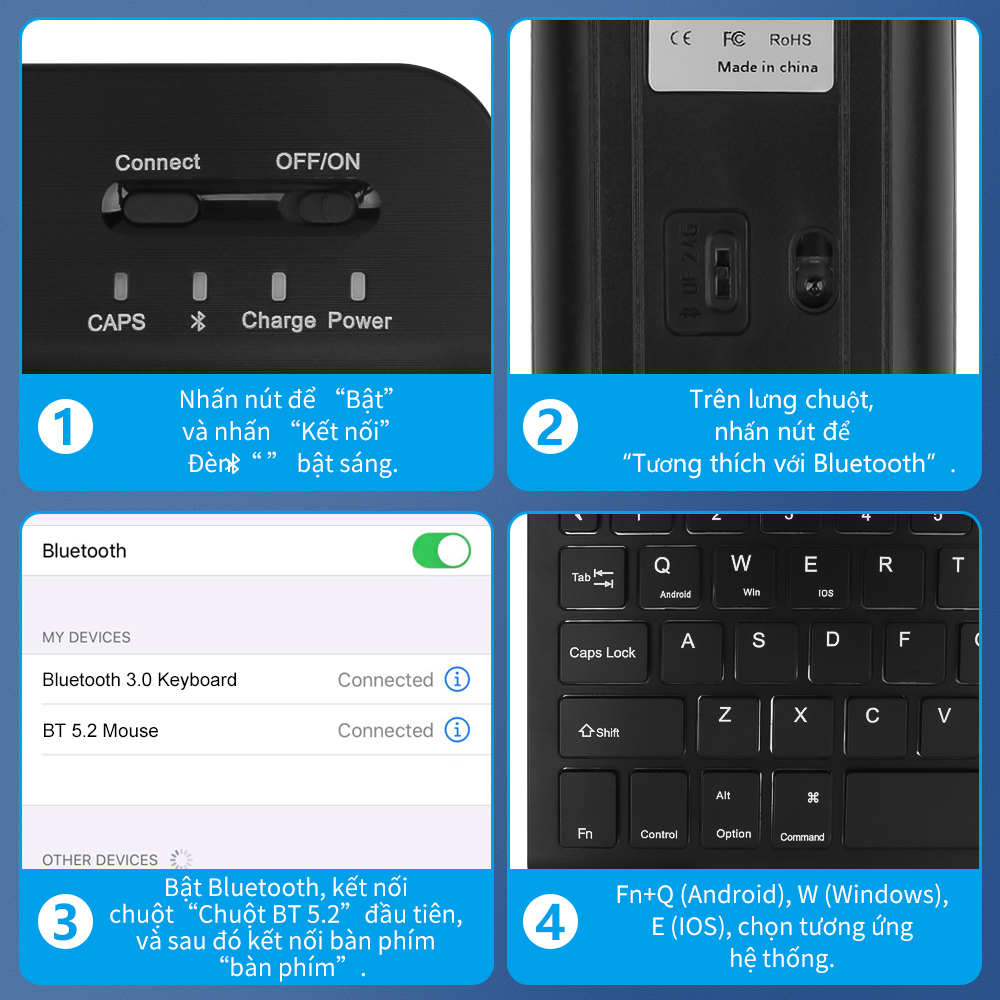 [HÀNG CHÍNH HÃNG GOOJODOQ] A1842 - Bàn phím và chuột Bluetooth không dây có đèn nền với đèn LED cho máy tính bảng iPad Máy tính bảng Android