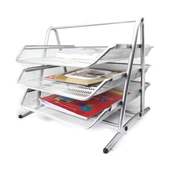 Khay để tài liệu 3 tầng bằng thép lưới cao cấp