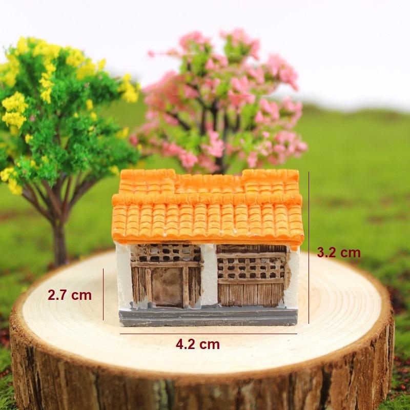 Tiểu cảnh mini ️ Mô hình Ngôi nhà cổ ở nông thôn cổ trang trí sân vườn, tiểu cảnh, sen đá, bàn làm việc