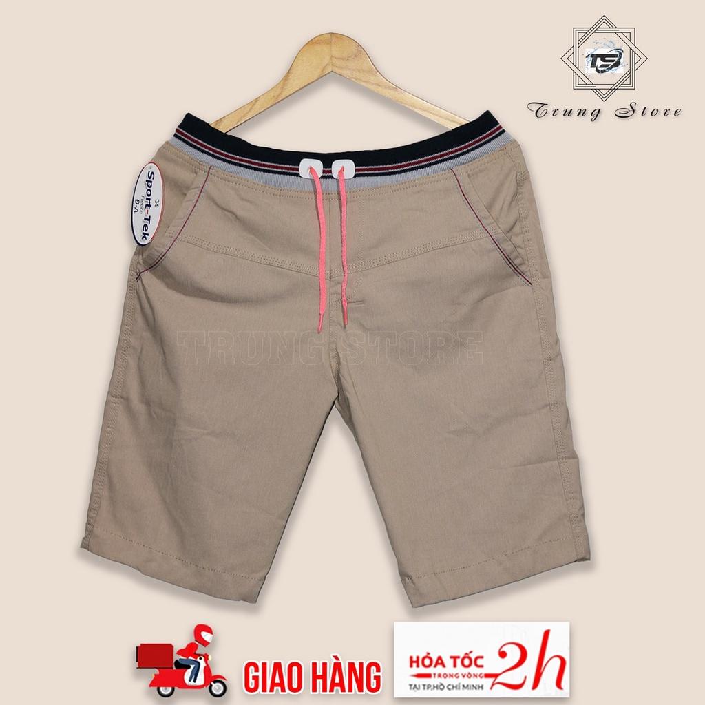 Quần SHORT KAKI VẢI CO GIÃN CAO CẤP VÀ KAKI LƯNG THUN Nam, Vải Kaki Pha Poly, Có Dây Rút, Form Quần Dài Tới Đùi Gối