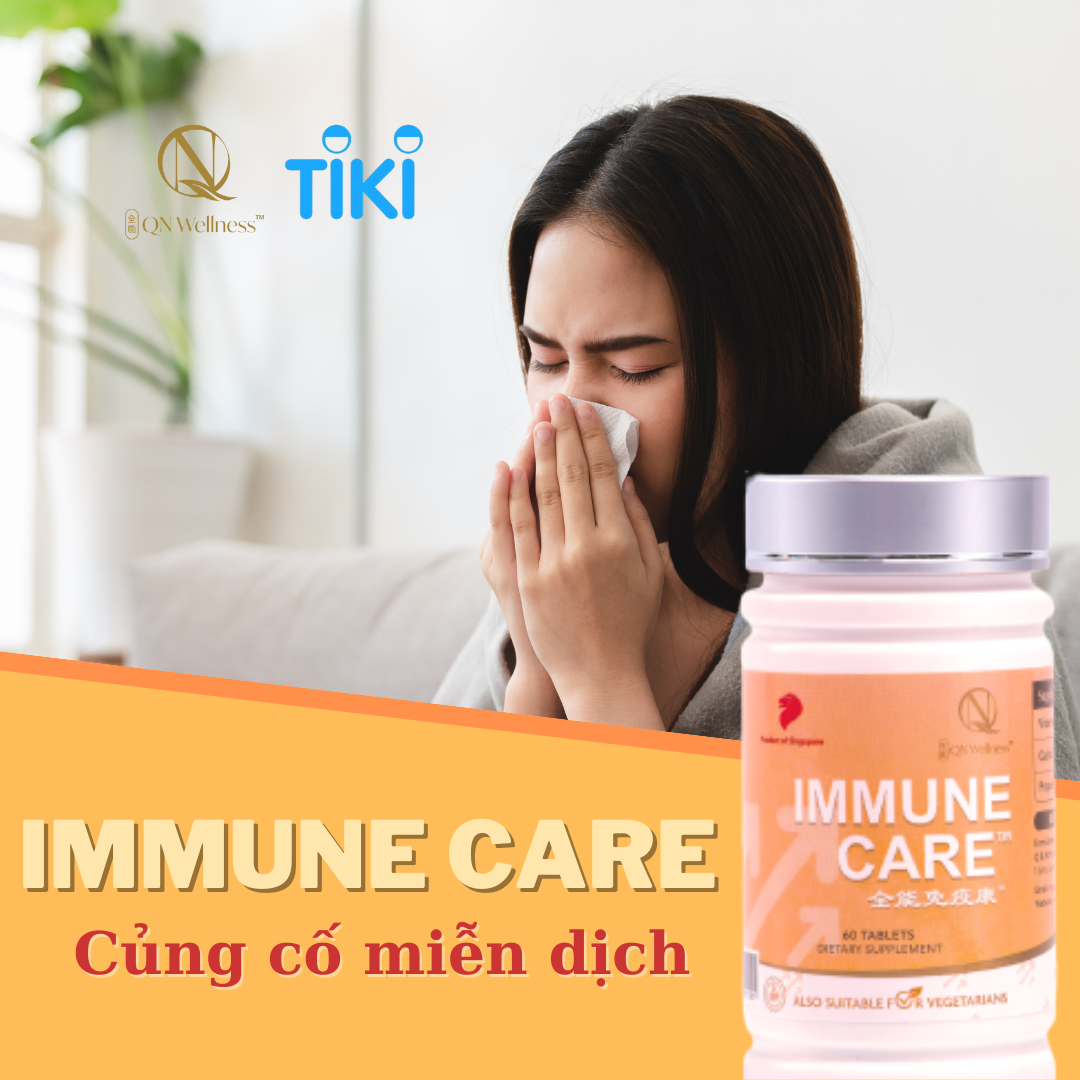 Combo Ưu Đãi Viên Uống Bổ Sung Vitamin C Immune Care QN Wellness Tăng Cường Hệ Hô Hấp, Hỗ Trợ Khả Năng Miễn Dịch & Sức Khỏe Cơ Thể - Hộp 60 Viên x 2