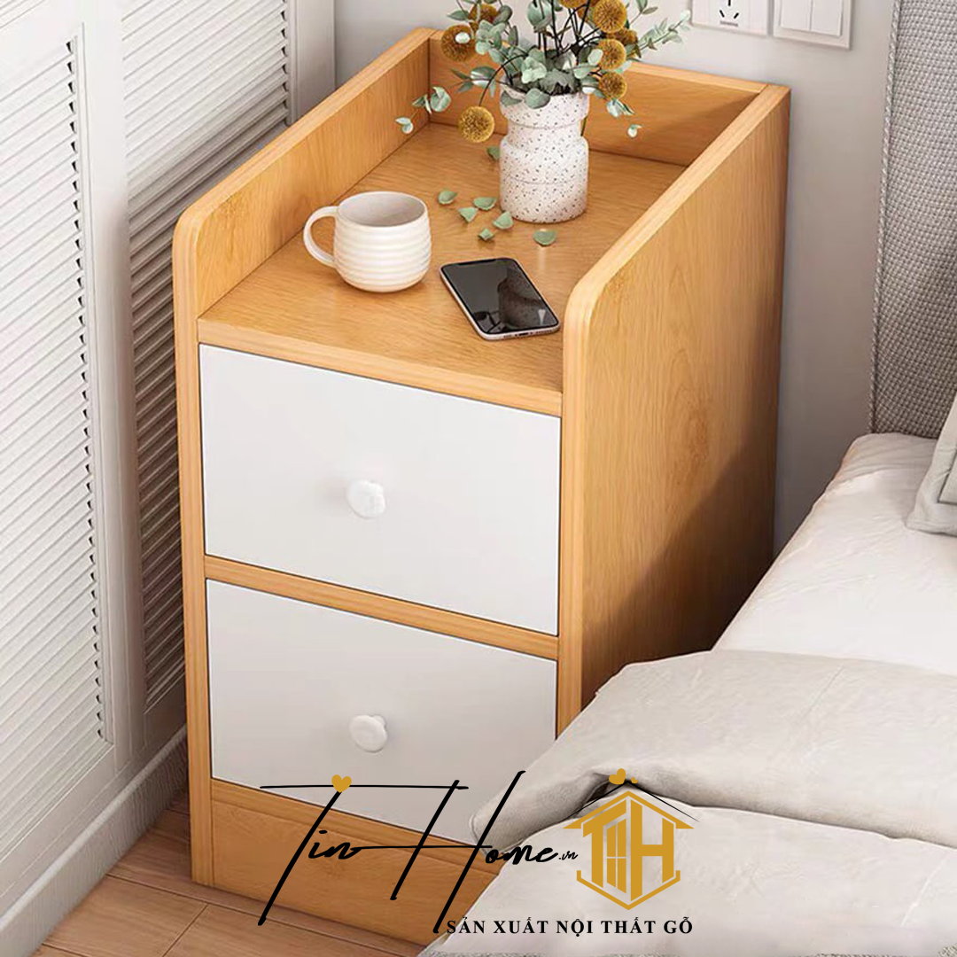 Tủ đầu giường gỗ MDF cao cấp 3 ngăn nhỏ cho không gian hẹp rất tiền lợi, đơn giản TDG-003 (40cmx34cmx50cm)