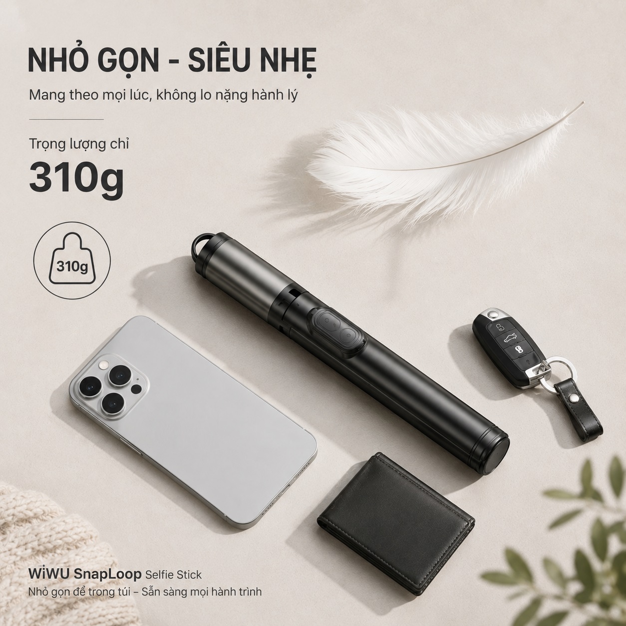 Gậy Chụp Ảnh Selfie Xoay 360 độ chống rung hiệu WIWU WI-SE019 SnapLoop 4in1 Tripod Bluetooth – Bung Tripod 1 Chạm – Kéo Dài 1.6M – Remote Từ Tính - Cho iPhone Samsung Oppo Huawei - Z Fold - Z Flip - Hàng nhập khẩu