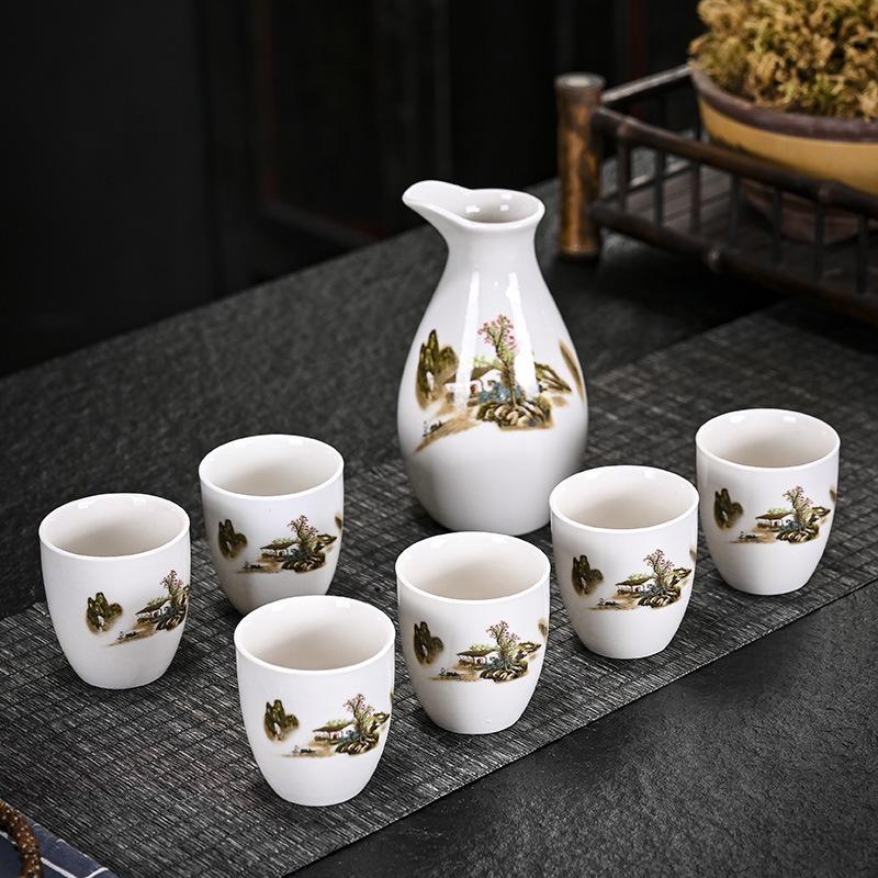 Bộ ly uống rượu gốm sứ họa tiết hoa văn đẹp
