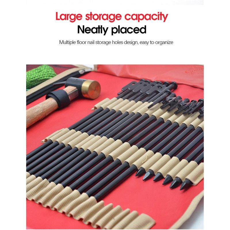 Outdoor Camping Tent Peg Nail Storage Bag Tent Hammer Wind Rope Folding Tote Bag 1680D Double-strand Oxford Cloth Bag