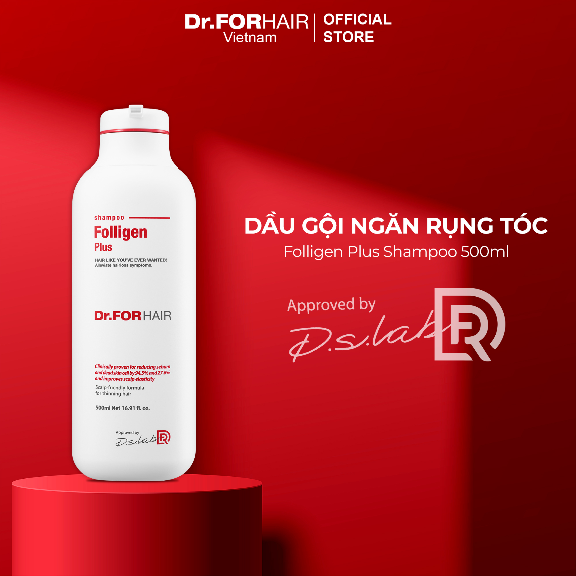 Dầu gội đầu ngăn rụng tóc kích thích mọc tóc Dr.FORHAIR Folligen Plus Shampoo 500ml