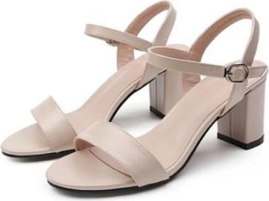 Giày Sandal Nữ Đẹp Da Lì Hở Mũi Quai Hậu Đế Vuông 7P Bản Ngang Công Sở Phong Cách Hàn Quốc