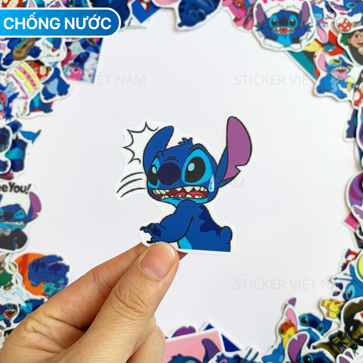 Sticker  STITCH Lilo - Dán Trang Trí - Chất Liệu PVC Cán Màng Chất Lượng Cao Chống Nước, Chống Nắng, Không Bong Tróc Phai Màu