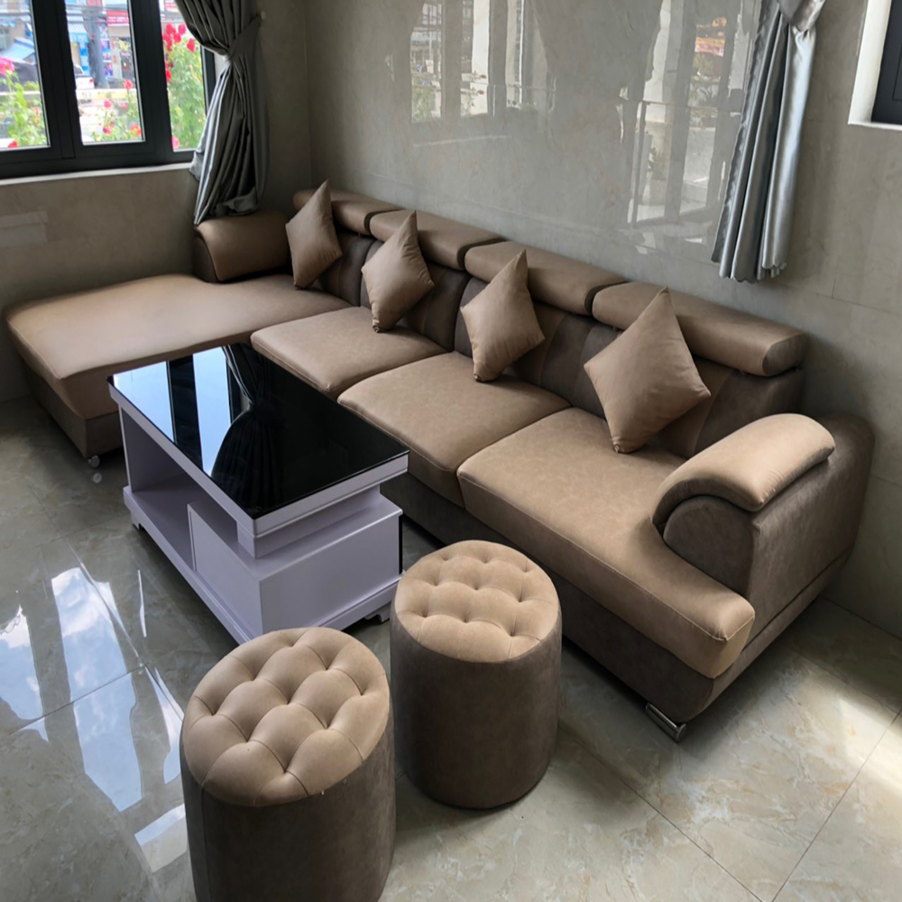 Bộ bàn ghế sofa da phòng khách góc chữ l giá rẻ ( Thay được góc L