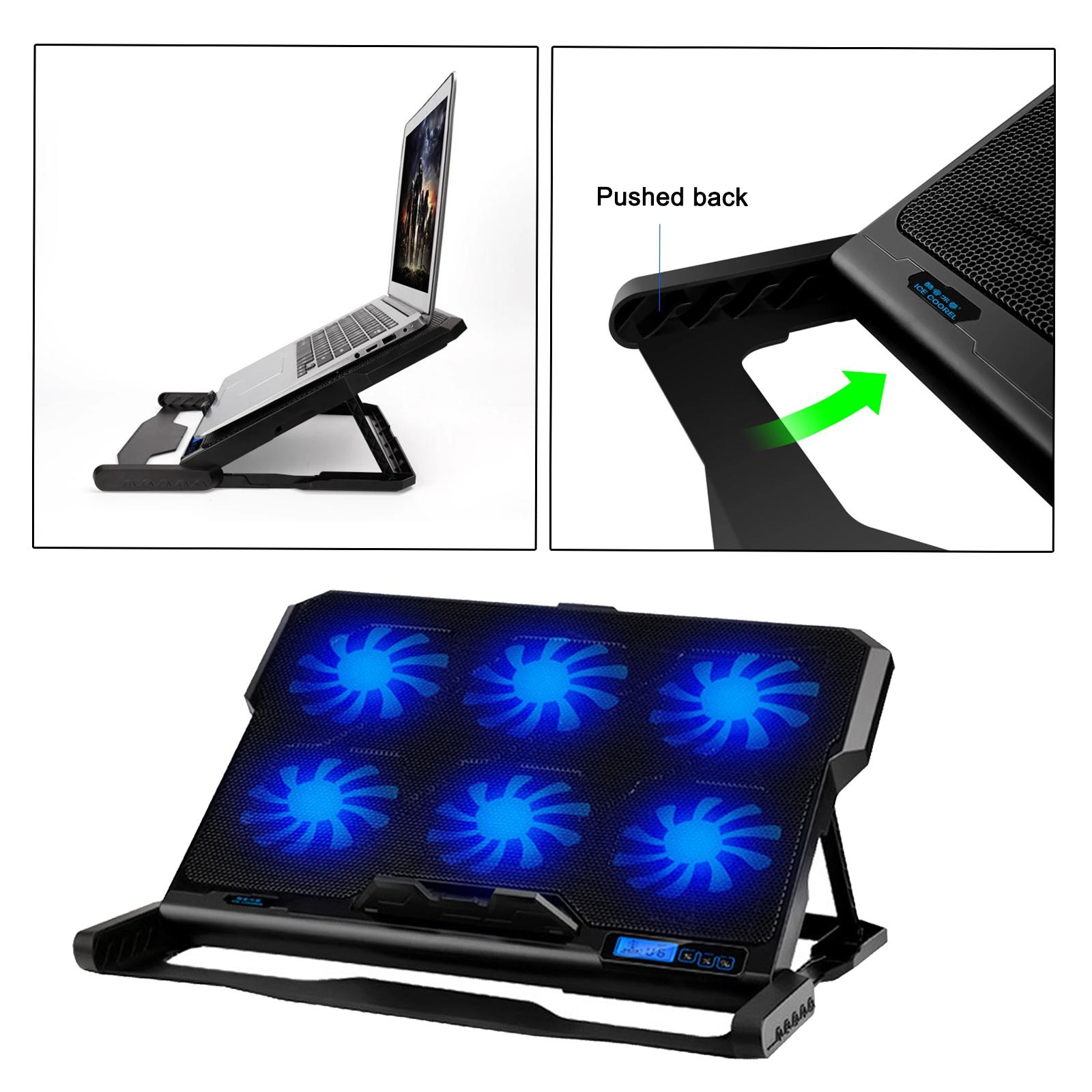 Laptop Cooling Pad, Laptop Cooler Pad 6 Quiet Led Fans Dual USB Powered Gaming Laptop Cooling Stand for Laptop Computer, Wind Speed Adjustable