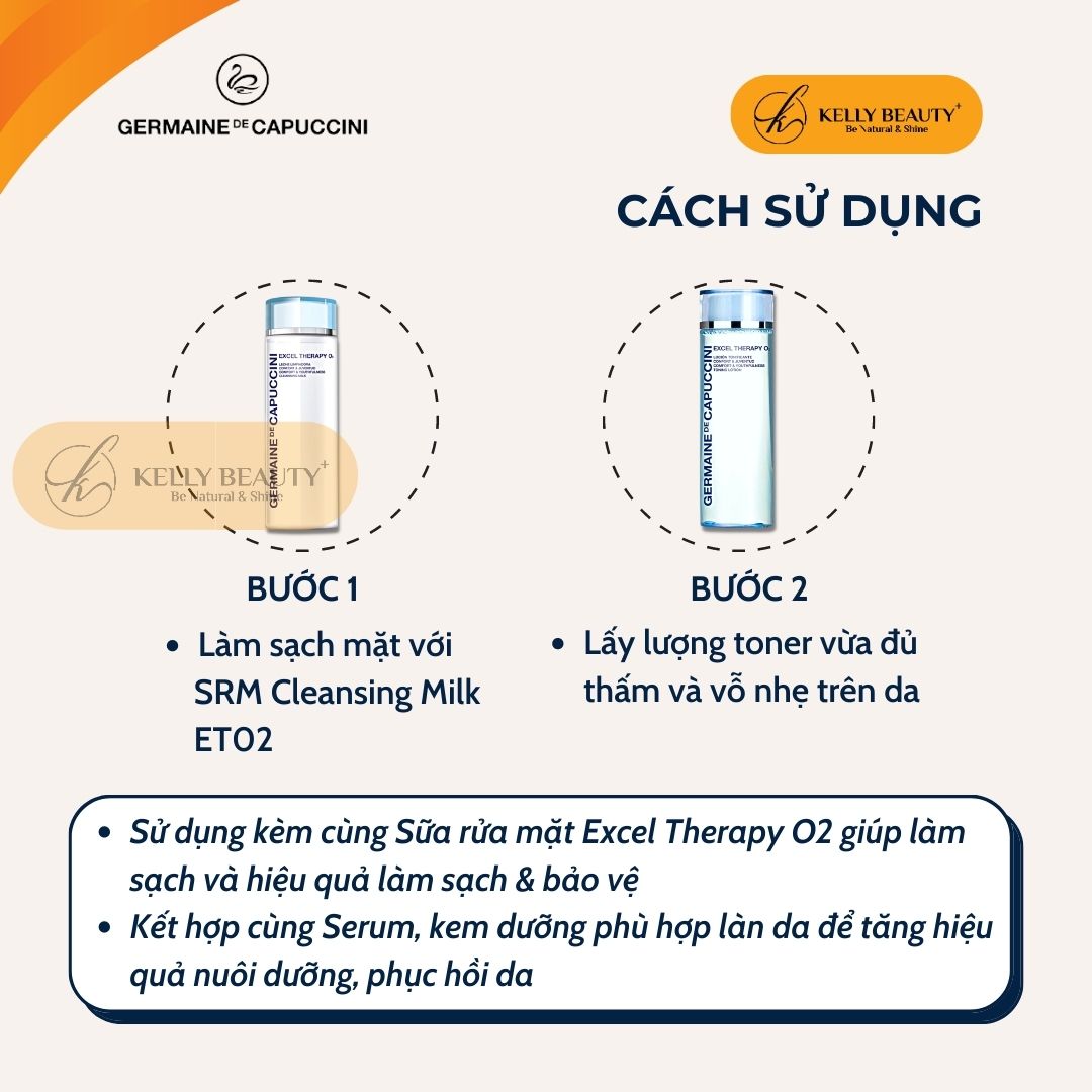 Nước Cân Bằng Thanh Lọc Da Germaine Excel Therapy O2 Comfort &amp; Youthfulness Toning Lotion | Kelly Beauty