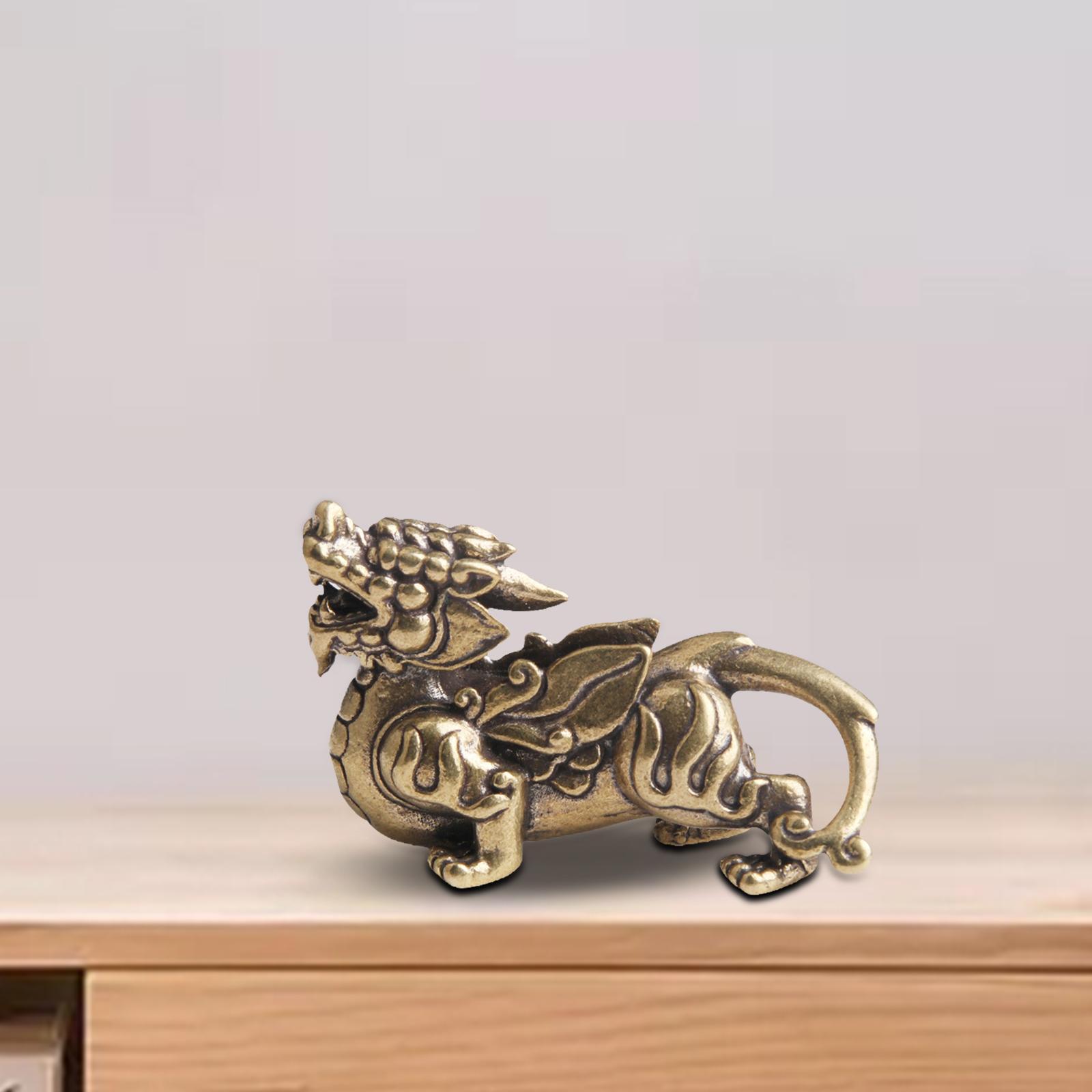 Feng Shui Brass Qilin Kylin Statue Sculpture Figurine Copper Decorations