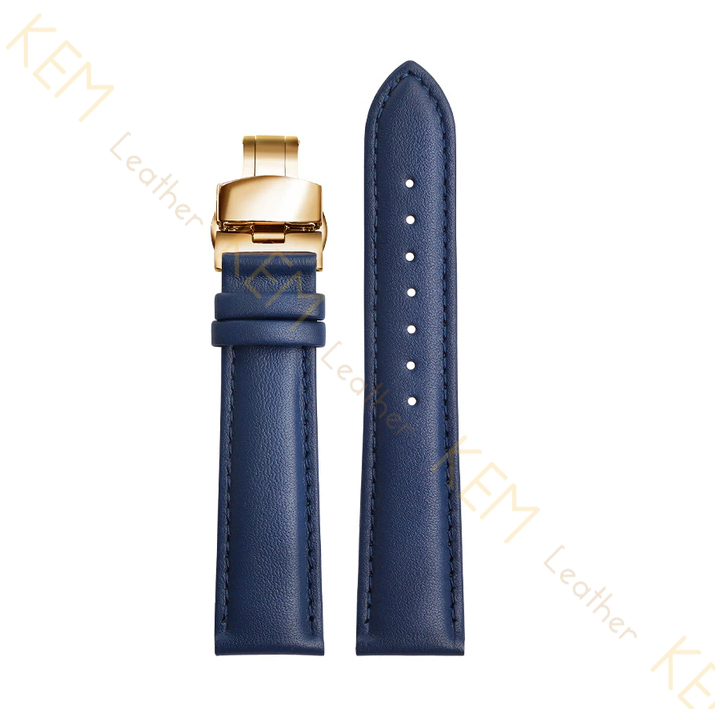 Dây Đồng Hồ Da Bò Italy Cao Cấp Màu Xanh Navy Size 14/16/18/20/22/24mm - Dây Da Đồng Hồ Da Bò Thật 100%, Bảo Hành 12T