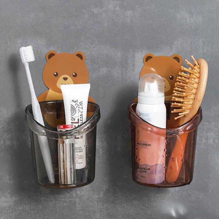 Cốc Đựng Bàn Chải Đánh Răng Đẹp Hình Gấu Thông Minh, Cốc Gấu Dán Tường Siêu Dính -Gd258 - CH Hương Thị Miễn Phí Vận Chuyển