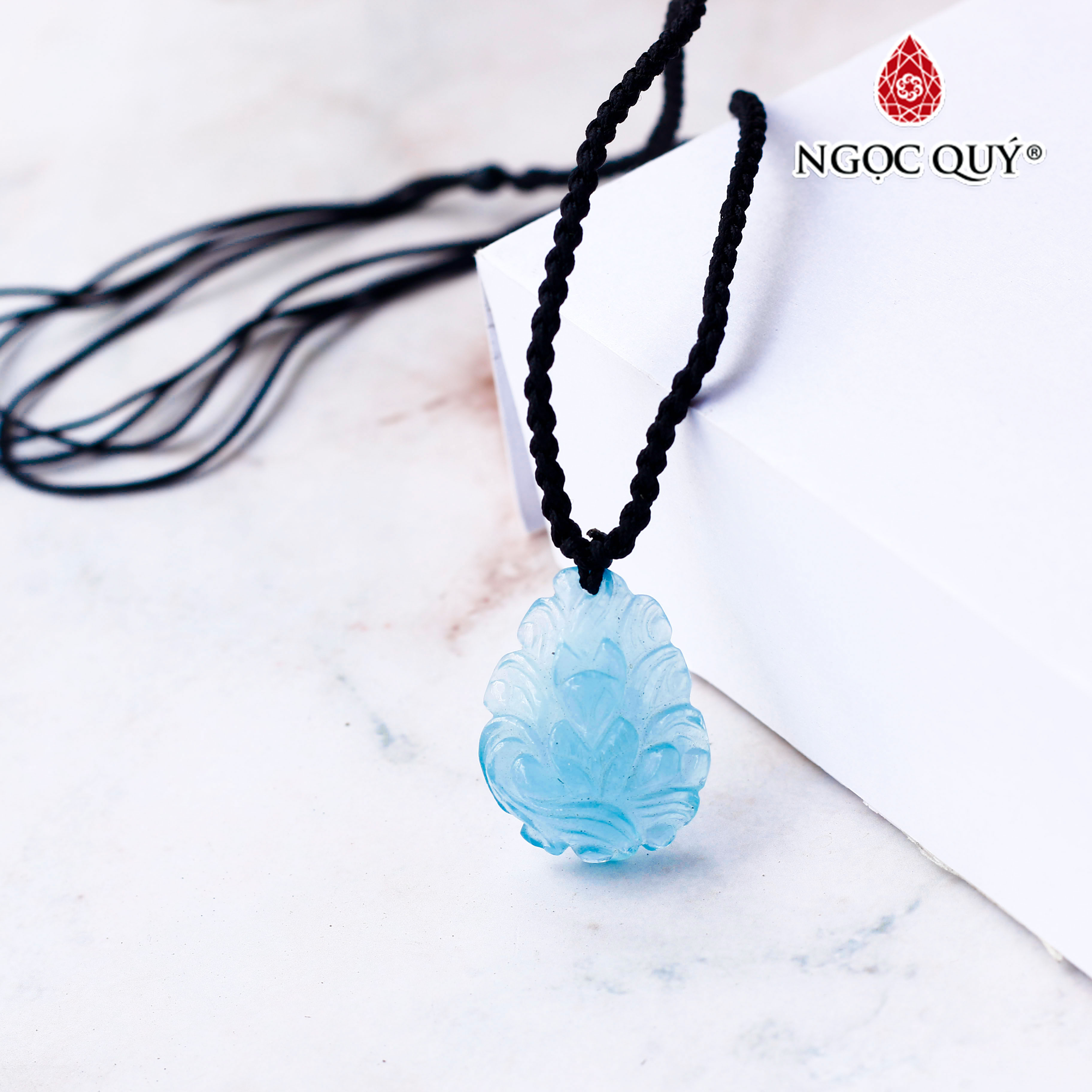 Mặt dây chuyền nữ hoàng hồ ly Aquamarine hải lam ngọc - Ngọc Quý Gemstones