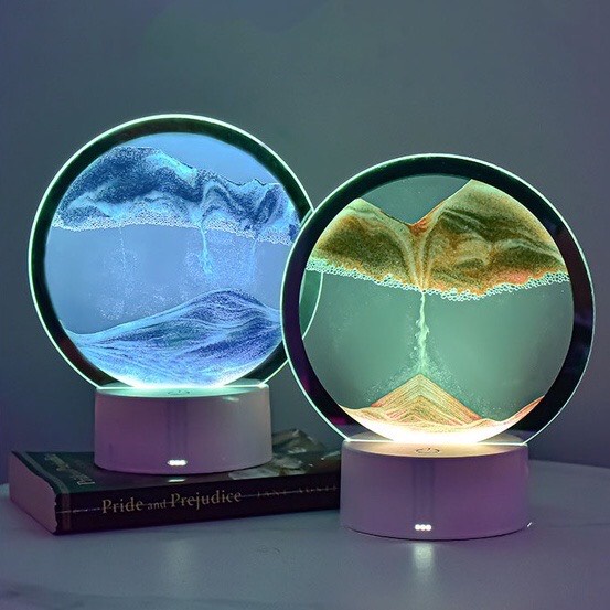 Tranh Cát Lún Chuyển Động 3D Kết Hợp Đèn LED Đổi Màu Nghệ Thuật Trang Trí Để Bàn Decor