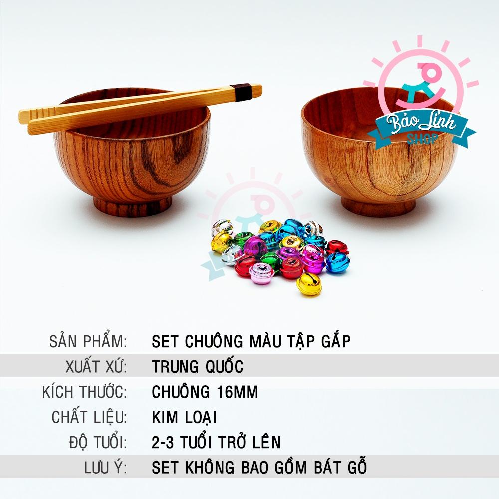 Đồ chơi cho bé 2-3 tuổi - Set 20 chuông màu tập gắp, rèn vận động tinh, tập trung, kiên nhẫn| Giáo cụ Montessori 0-3