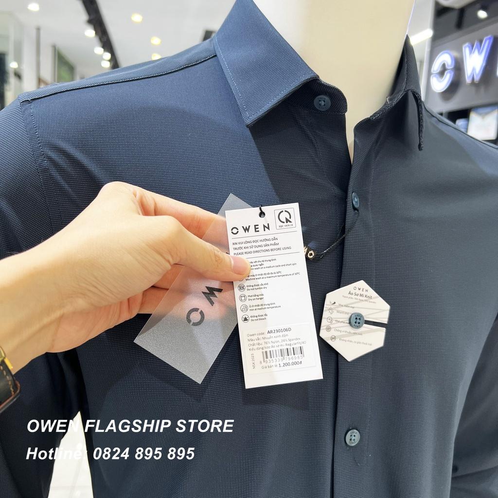 Áo Sơ mi Owen nam cộc tay không túi dáng Regular sợi KNIT cao cấp chống nhăn mềm mịn mát AR230106D