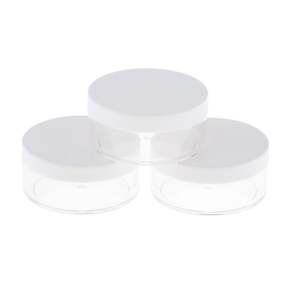 3x Loose Powder Container Powder Puff Case Powder Makeup Storage Jars White