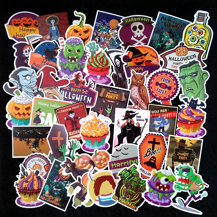 Bộ Sticker dán cao cấp chủ đề HALLOWEEN - Dùng dán Xe, dán mũ bảo hiểm, dán Laptop